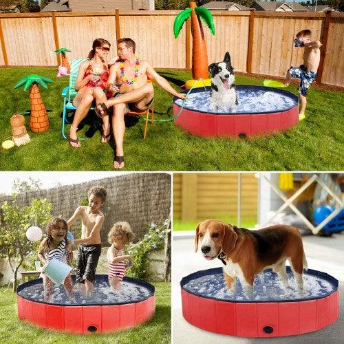 160 x 30 cm Portable Dog Kiddie Swimming Pool , PVC Foldable Non-Slip Bathtub for Small to Large Dogs Pets (Red) - Toytexx 160 x 30 cm Portable Dog Kiddie Swimming Pool , PVC Foldable Non-Slip Bathtub for Small to Large Dogs Pets (Red) - Toytexx